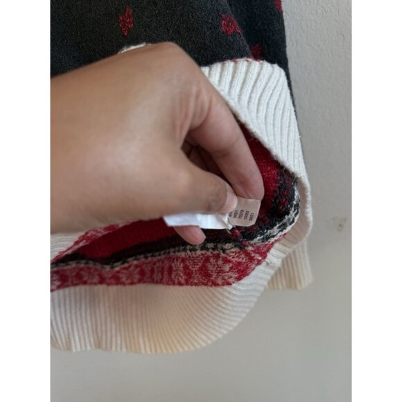 Loft Women’s Holiday Pullover Sweater Reindeer Fair Isle Petite Large Red Gray - Picture 12 of 12